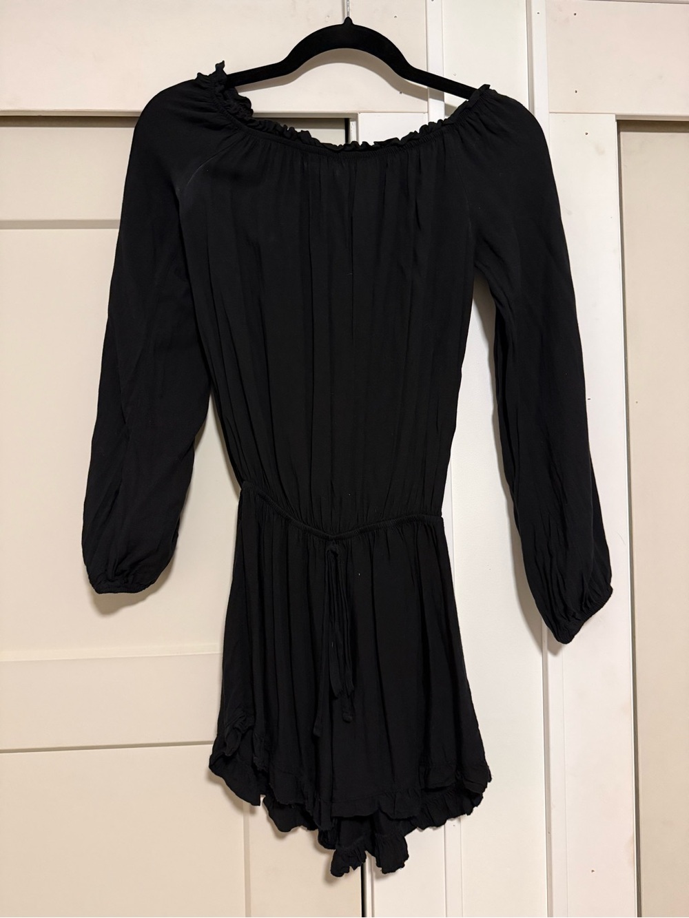 Brandy Melville Black Off-Shoulder Long Sleeve Romper